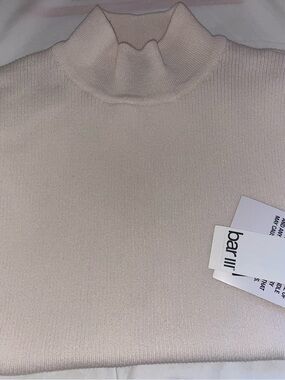 Bar III Cream Ribbed Mock Neck Sweater